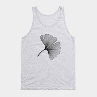 Ginkgo Biloba leaf black & white Tank Top